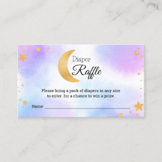 Över Måne Rosa Blue Diaper Raffle Baby Shower Tilläggskort