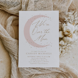 Över Måne Rosa Girl Baby Shower Inbjudningar