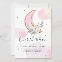 Över Måne Rosa Guld Dreamy Girl Baby Shower I