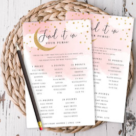 Över Måne Rosa Purse Scavenger Hunt Game Card Flygblad