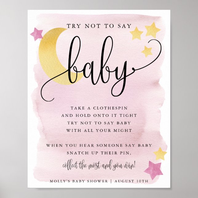 Över Måne, Rosa säger inte Baby Game Poster (Framsidan)
