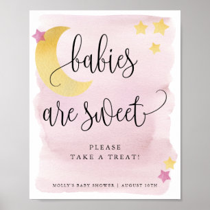 Över Måne Rosa Spädbarn är söt för/behandla Poster