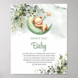 Över måne säger greenery inte baby-spelskylt poster
