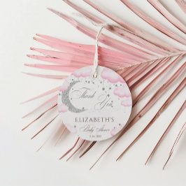 Över Måne Silver Rosa Baby Shower Glitter Gåvor Etiketter