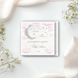 Över Måne Silver Rosa Baby Shower Pappersservett