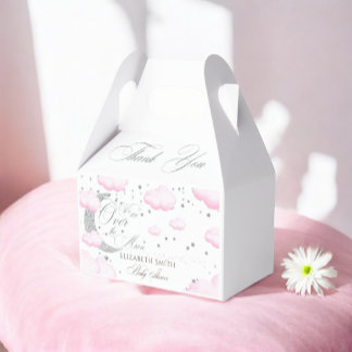 Över Måne Silver Rosa Baby Shower Presentaskar