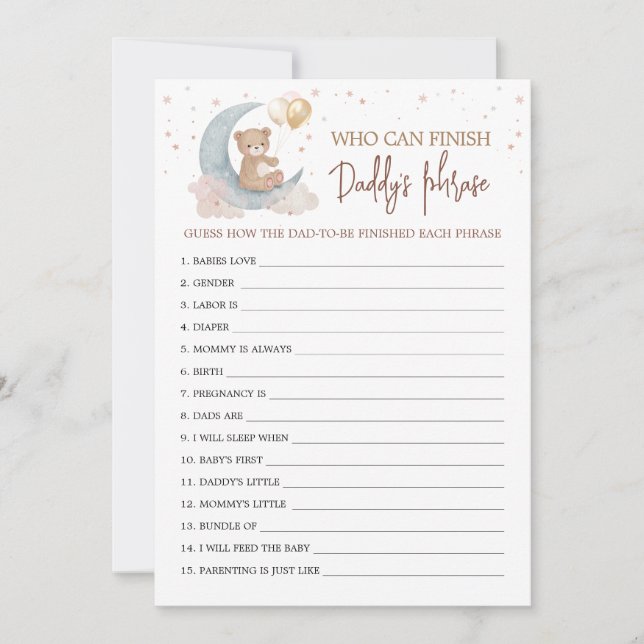 Över Måne som kan avsluta Pappor fraskort Inbjudningar (Framsida)