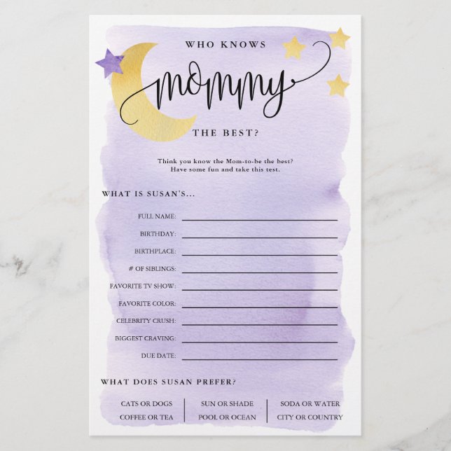 Över Måne som känner till Mamma Lila Pappert spelk Flygblad (Framsidan)