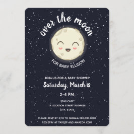 Över Måne Space Baby Shower Navy Galaxy Inbjudningar