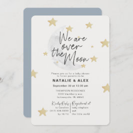 Över Måne & Stars Boy Shower Inbjudningar