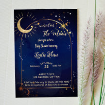 Över Måne, stjärnnatten Baby Shower inbjudan