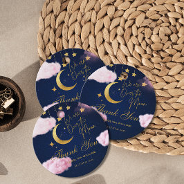 Över Måne stjärnornas rosa babydusch Gåvor Etiketter