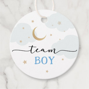 Över Måne Team Boy Gender Reveal Gåvor Etiketter