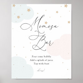 Över Måne Twinkle Star Blue och Rosa Momosa Poster
