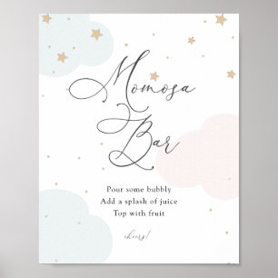 Över Måne Twinkle Star Blue och Rosa Momosa Poster