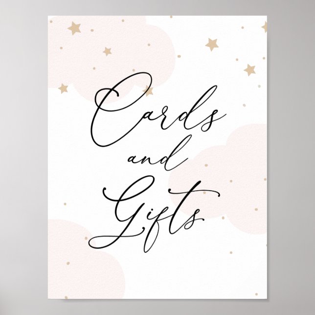 Över Måne Twinkle Star Card and Gifts Sign Poster (Framsidan)