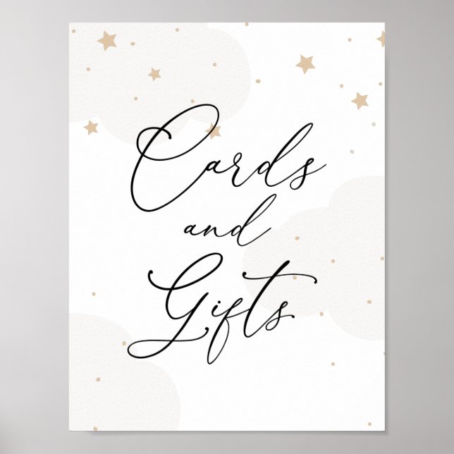 Över Måne Twinkle Star Card and Gifts Sign Poster (Framsidan)