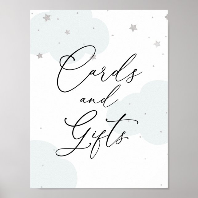 Över Måne Twinkle Star Card and Gifts Sign Poster (Framsidan)