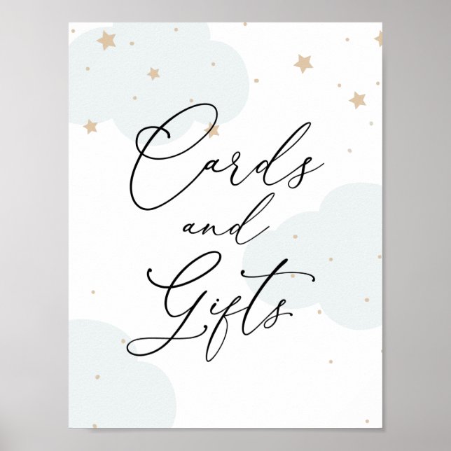 Över Måne Twinkle Star Card and Gifts Sign Poster (Framsidan)