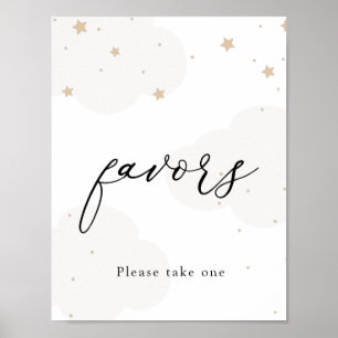 Över Måne Twinkle Star-favoritskylt Poster