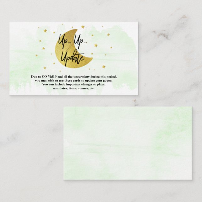 Över Måne | Uppdateringskort för babyskor för Neut Tilläggskort (Fram/baksida)