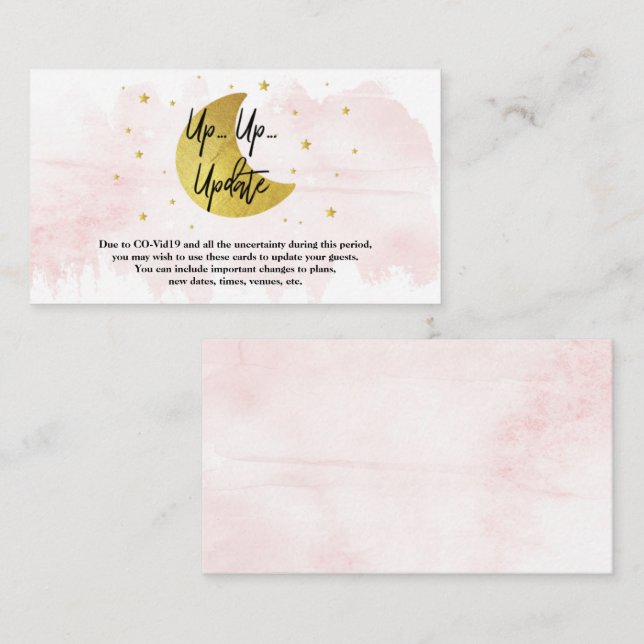 Över Måne | Uppdateringskort för flickbabyskor Tilläggskort (Fram/baksida)