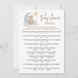 Över månen baby shower baby trivia spelkort inbjudningar