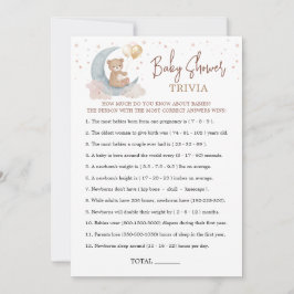 Över månen baby shower baby trivia spelkort inbjudningar