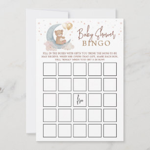 Över månen Baby Shower Bingo Spelkort Inbjudningar