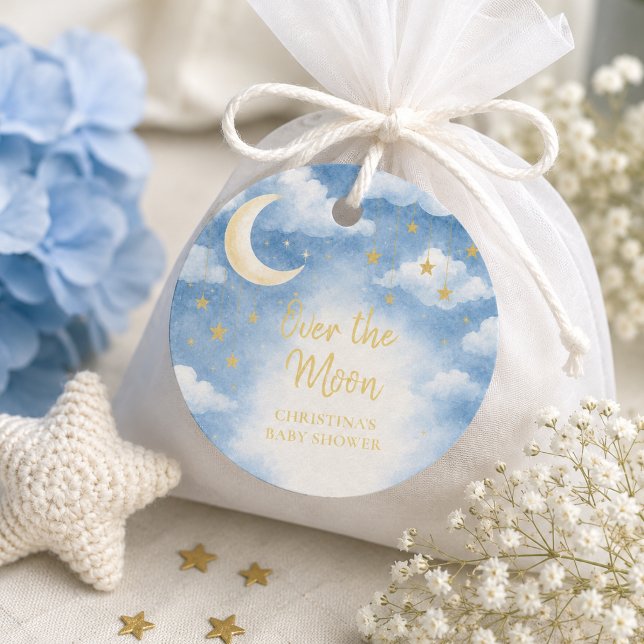 Över månen baby shower gåvor etiketter (Skapare uppladdad)