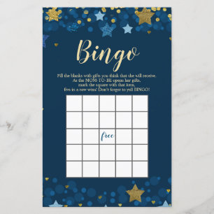 Över månen Baby Shower Guld Glitter Bingo Spel