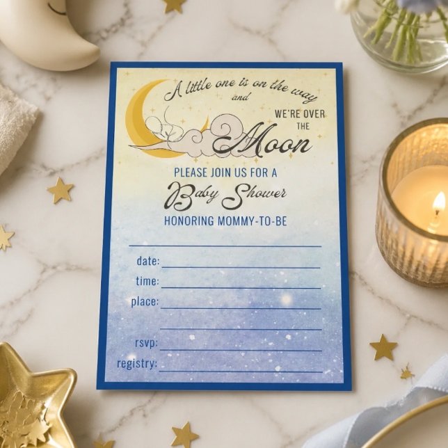Över månen Baby Shower ifyllbar inbjudan (Skapare uppladdad)