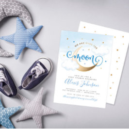 Över månen baby shower inbjudan