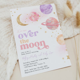 Över månen baby shower inbjudan