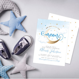 Över månen baby shower-inbjudan inbjudningar