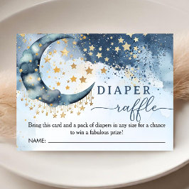 Över Månen Baby Shower Pojke Blå Blöja Lotteri Tilläggskort