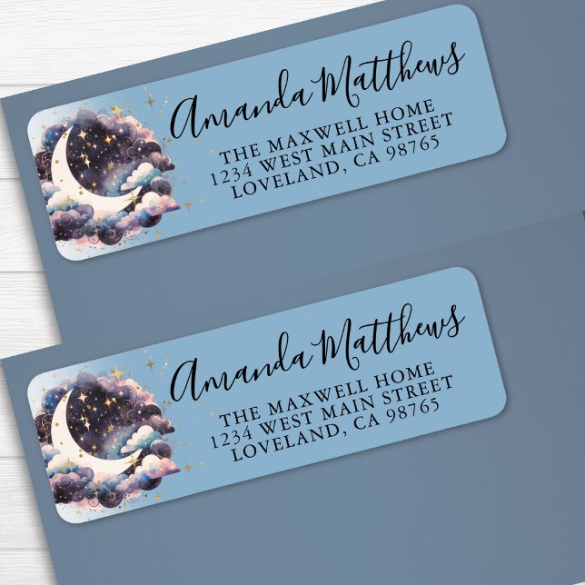Över Månen Baby Shower Returadress Etikett (Over The Moon Baby Shower Return Address label)