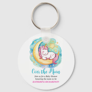 Över månen Baby Shower – Sovande enhörning  Nyckelring