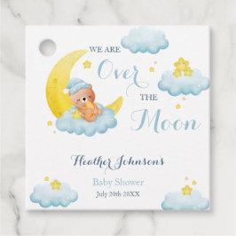 Över Månen Björn Pojke Baby Shower Gåvor Etiketter