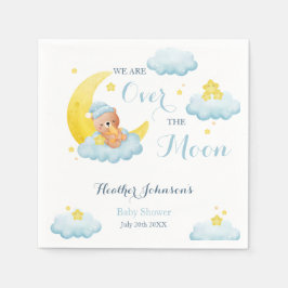 Över Månen Björn Pojke Baby Shower Pappersservett