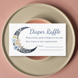över månen blå blöja lottning baby shower tilläggskort