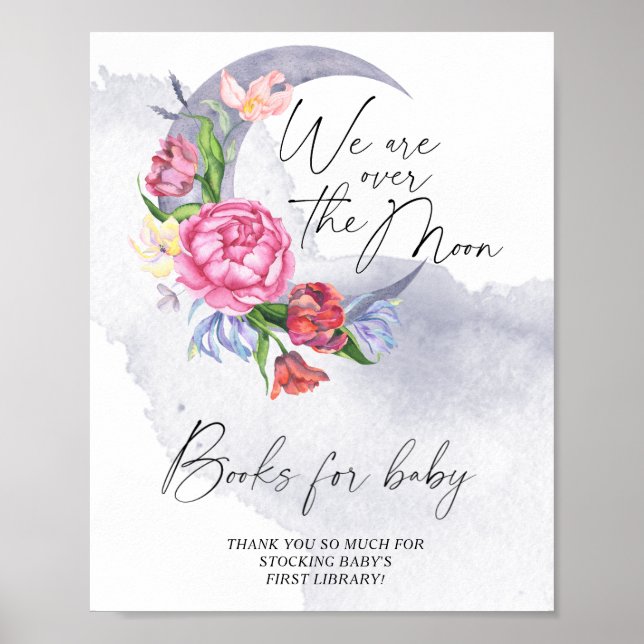 Över månen Blommor Böcker för bebis Poster (Framsidan)