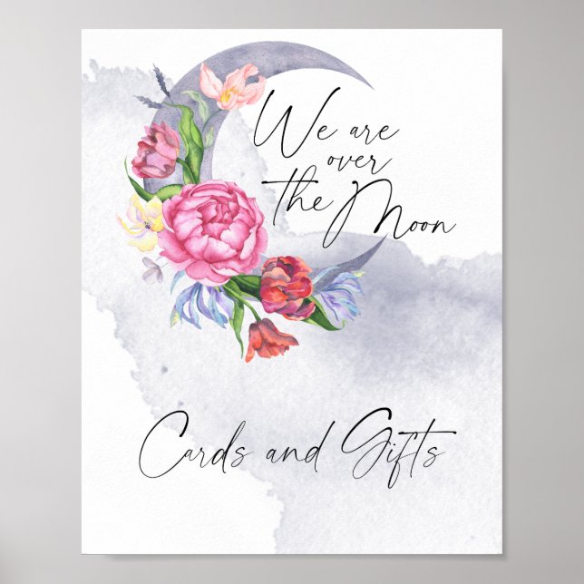 Över månen Blommor Kort och Gåvor Poster (Framsidan)