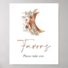 Över månen Boho blommiga förmånsskylt Poster