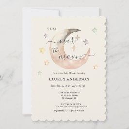 Över månen Boho Celestial Baby shower Inbjudningar