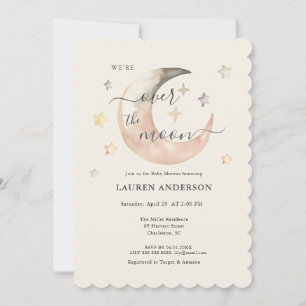 Över månen Boho Celestial Baby shower Inbjudningar