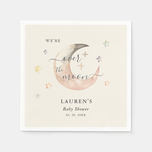 Över månen Boho Celestial Baby shower Pappersservett (Framsidan)