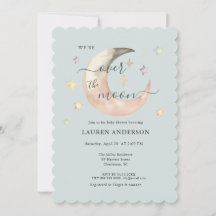 Över månen Boho Celestial Blå Bebis duschar