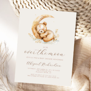 Över månen Boho Teddybjörn Neutrala Bebisshower Vykort