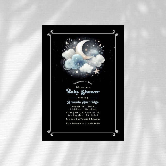 Över månen Celestial babyfirande Inbjudningar (Over the Moon Celestial Baby Shower Invitation)